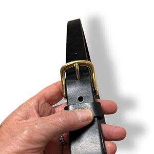 J. Crew Black Leather Men's Belt 5/8 Wide 41.5 Long Gold Buckle